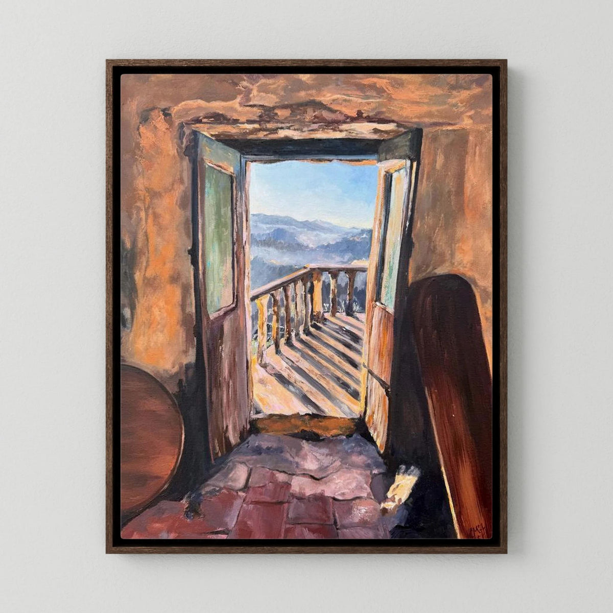 Doorway to Freedom canvas print shown with a dark floating frame