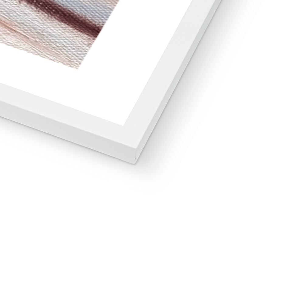 Close-up of Hall’s Croft fine art print in a white frame, showing the bright border and detailed texture.