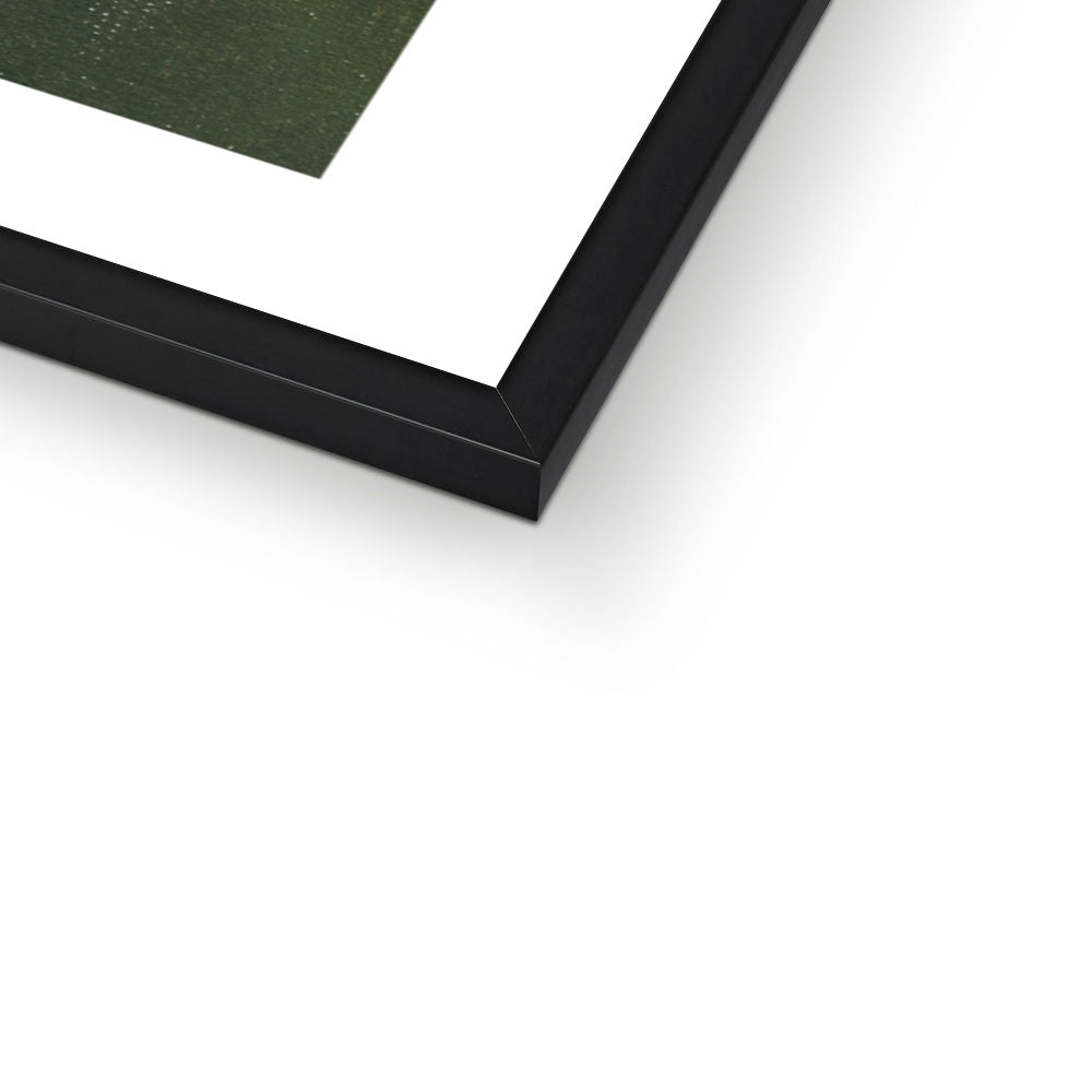 Close up detail of black frame of bee on honeysuckle fine art print