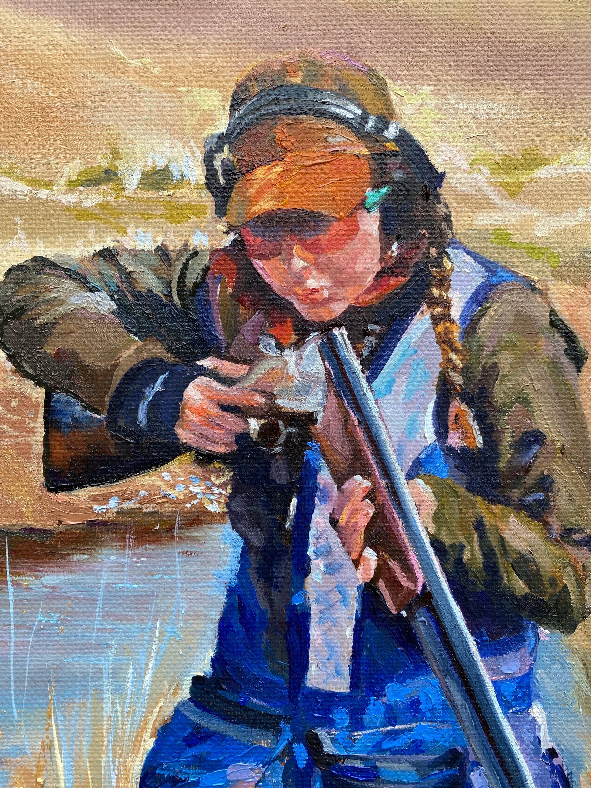clay shooting original oil painting - lorrainefield