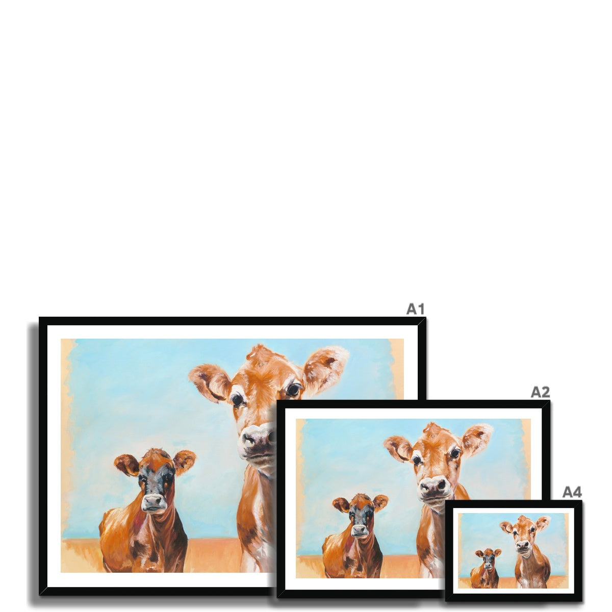 Jersey Cow art print sizes