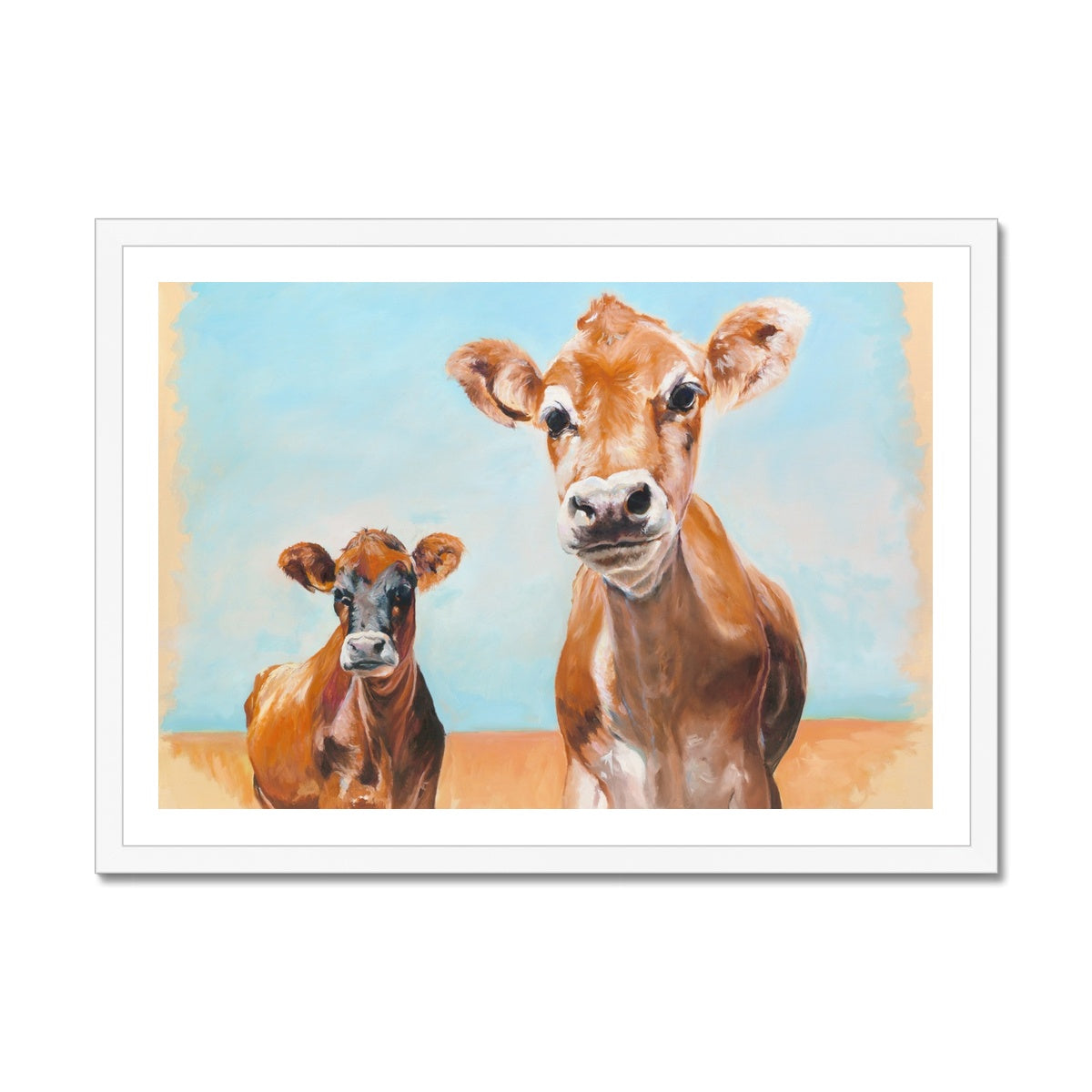 Jersey Cow art Fine Art Print in white frame option