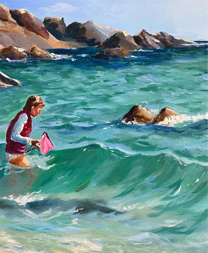 Children's fishing days out at the seaside - Coverack beach Cornwall