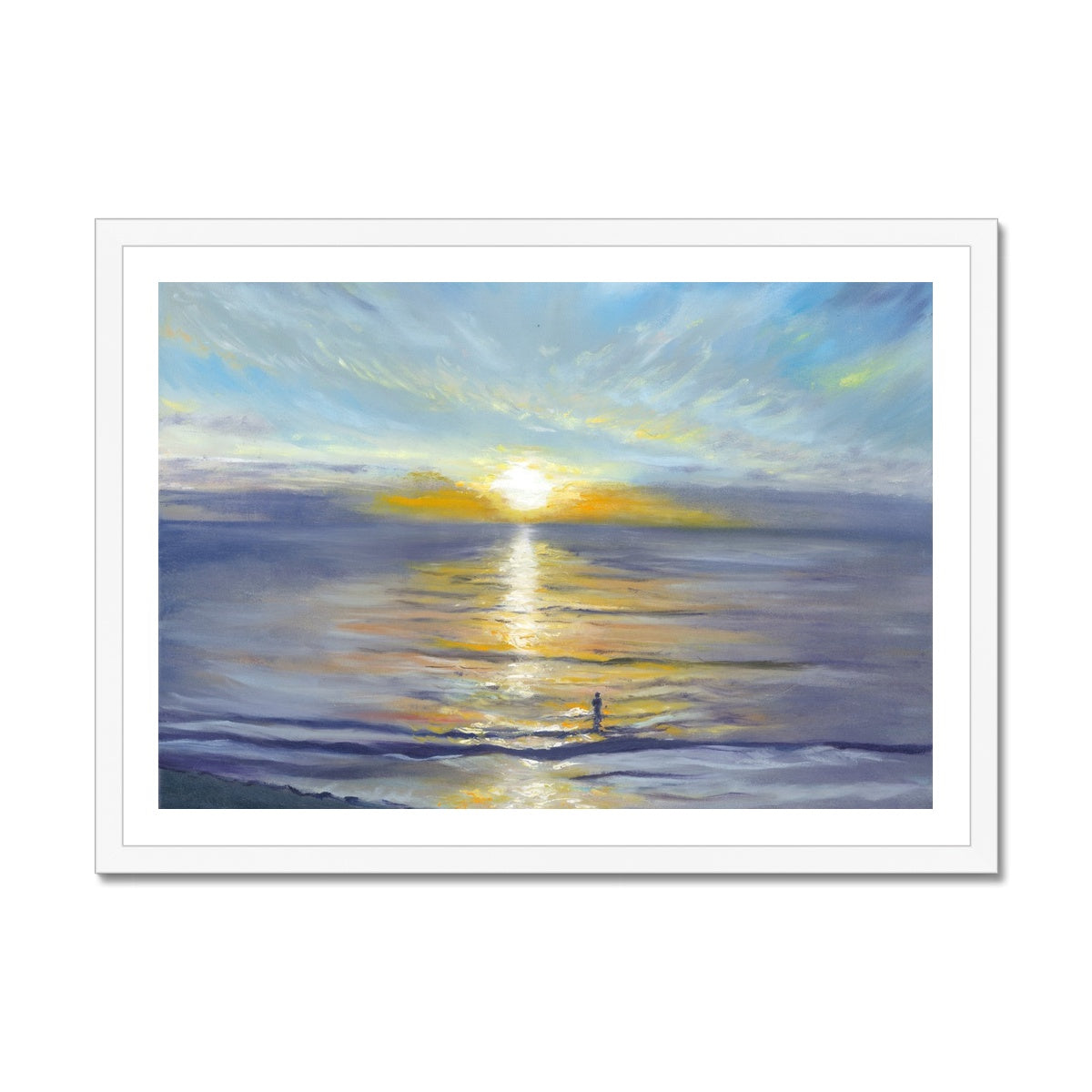 Soft, nostalgic seascape art print for nature-inspired interiors