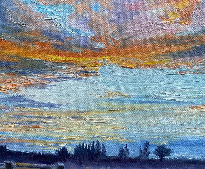 Semi Abstract Sunrise painting close up - lorrainefield