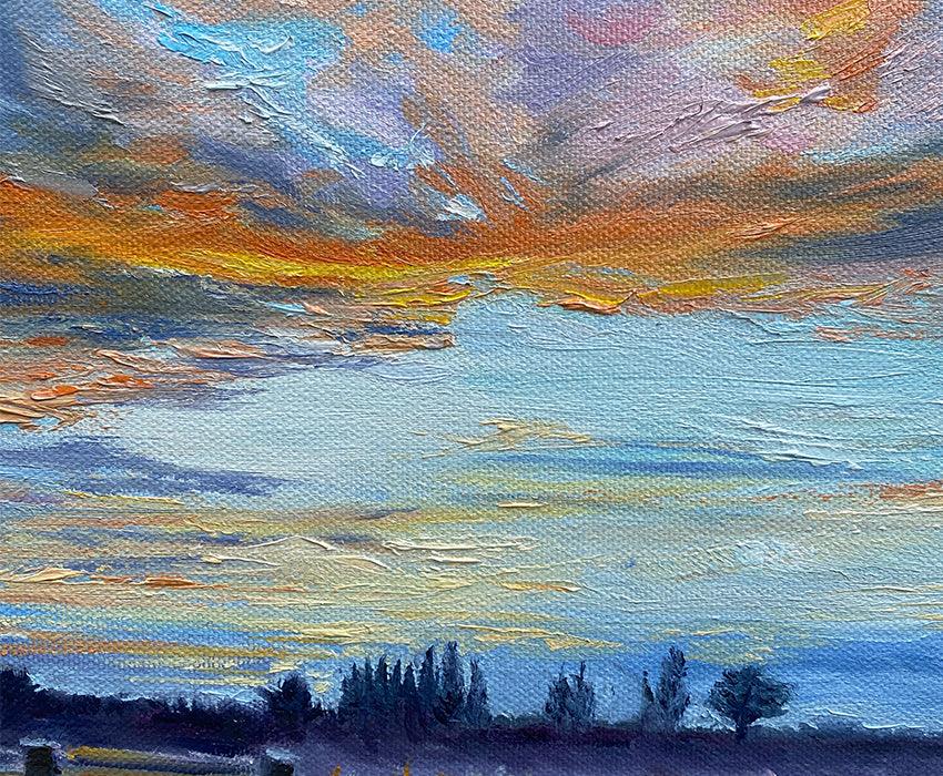 Semi Abstract Sunrise painting close up - lorrainefield