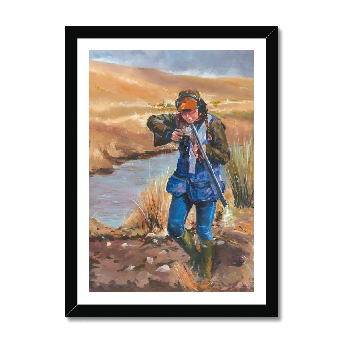 female clay pigeon shooting Fine Art Print - lorrainefield