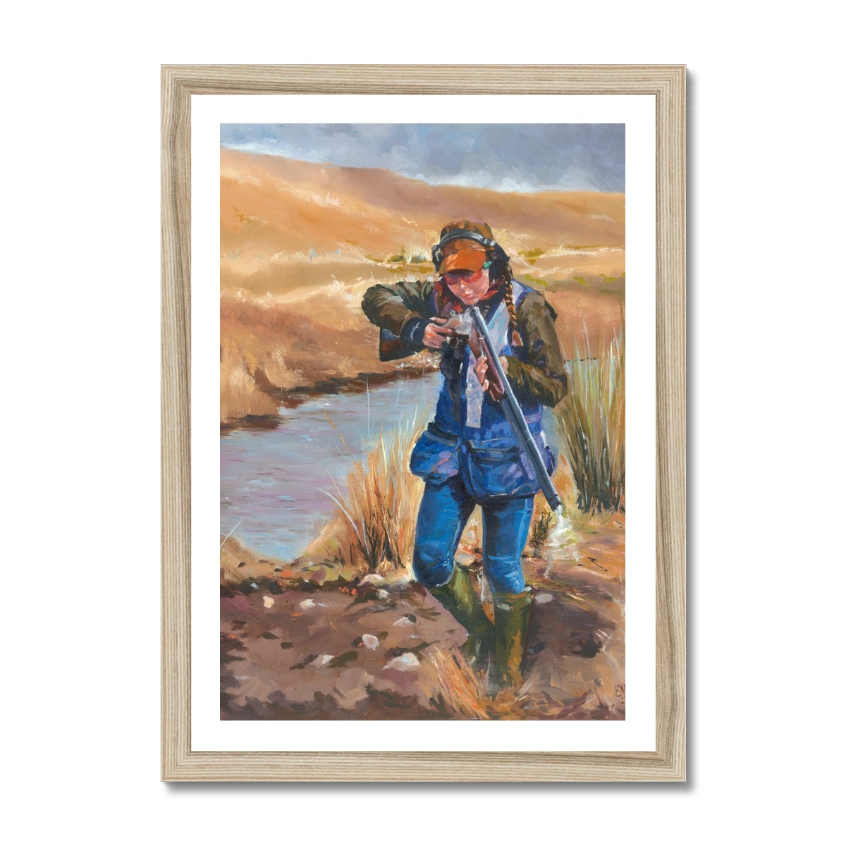 Women's clay pigeon shooting Fine Art Print - lorrainefield