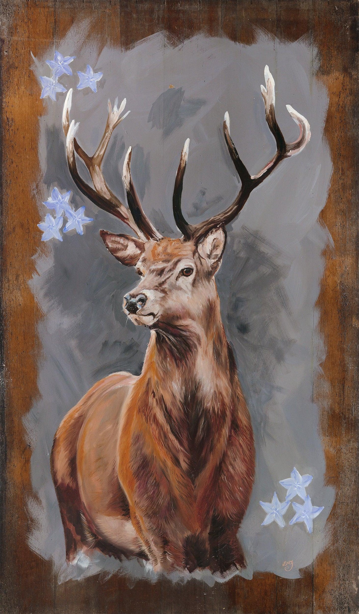 Majestic Stag artwork - oil painting on wood - lorrainefield